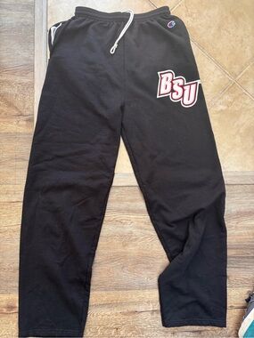 Champion Black Sweatpants with BSU Logo and White Drawstring